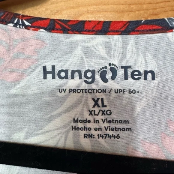 Hang Ten Long Sleeved Crew Sun Protective Blue Red Tropical Women’s Size XL - Picture 4 of 4